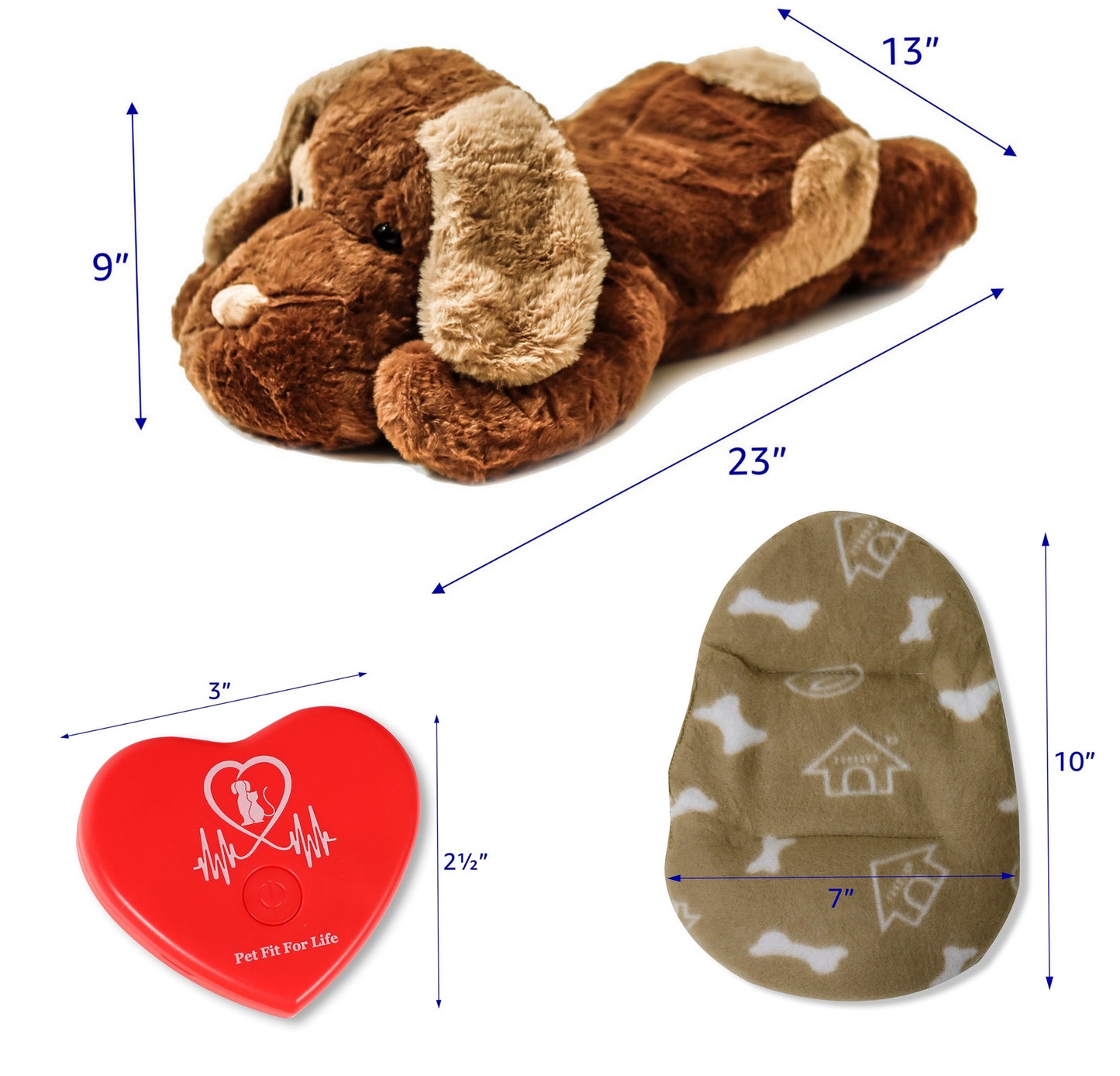 Pet Fit For Life Heartbeat Dog Toy with Heat for Calming Anxiety - Extra Large