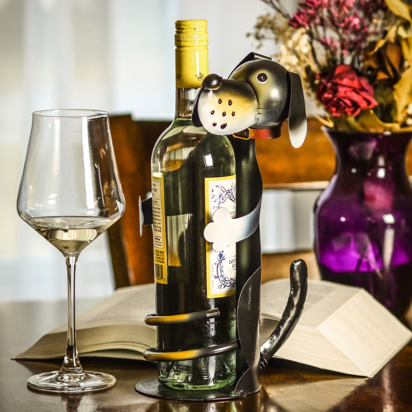 Pet Wine Holder Gift with Hugging Arms, Dog or Cat Option