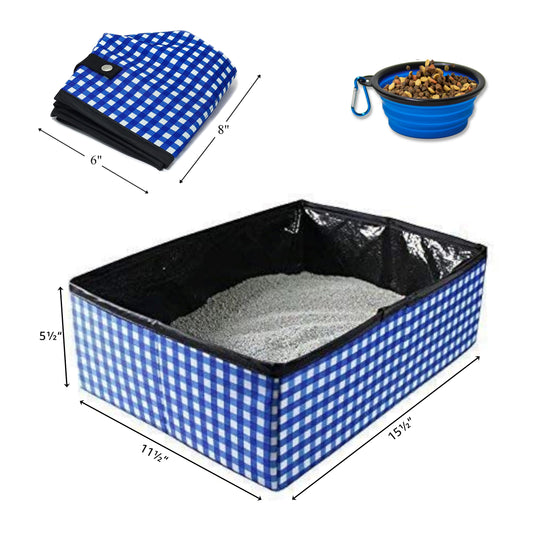 Foldable Cat Litter Box - Bonus Collapsible Bowl