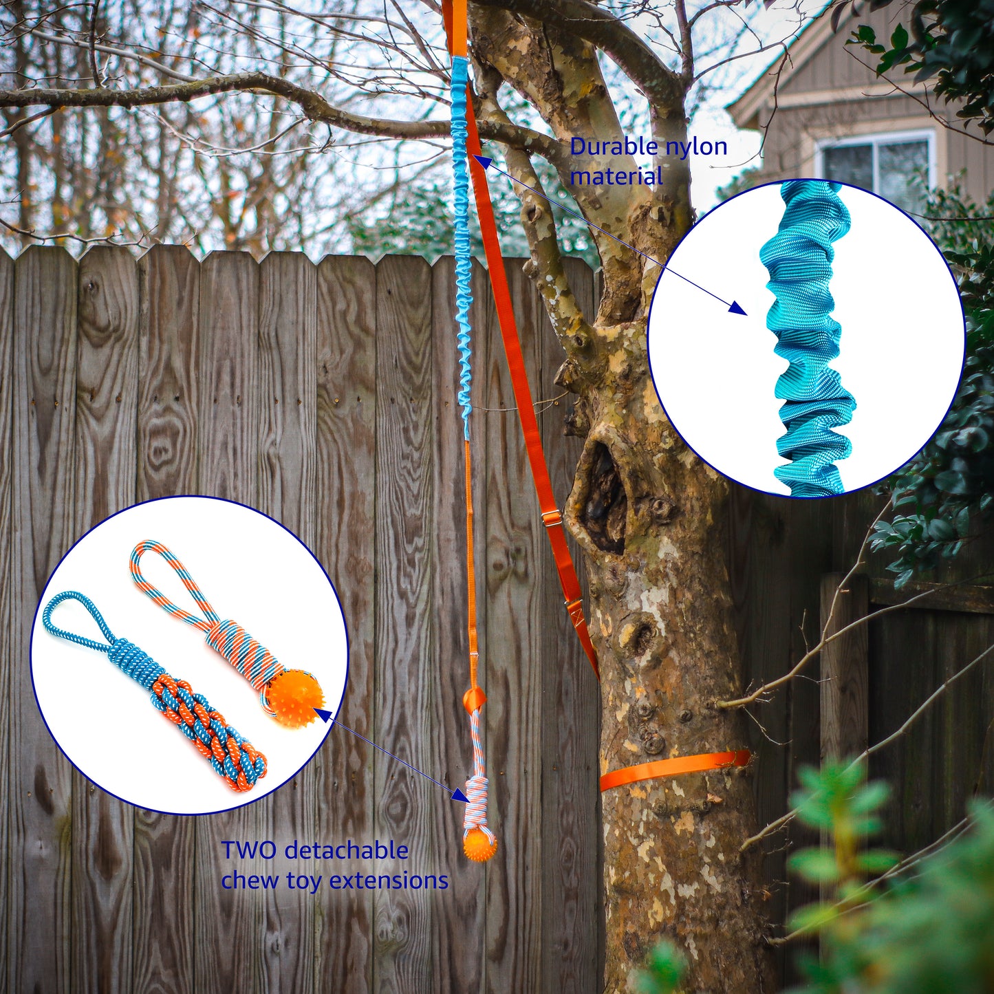 Hanging Bungee Dog Tug Toy - Bonus Giant Ball