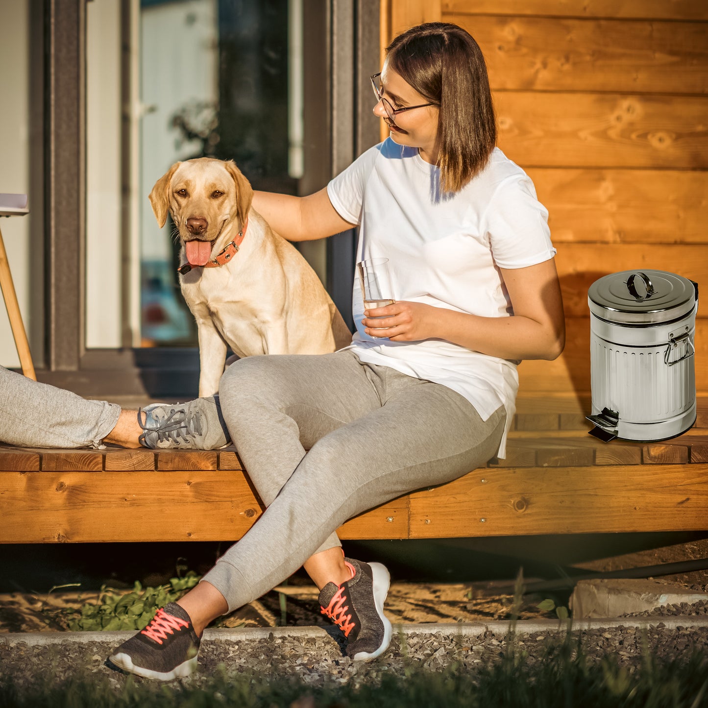 Outdoor Dog Poop/Waste Can with Poop Bag Rolls - 11" Tall (Small)