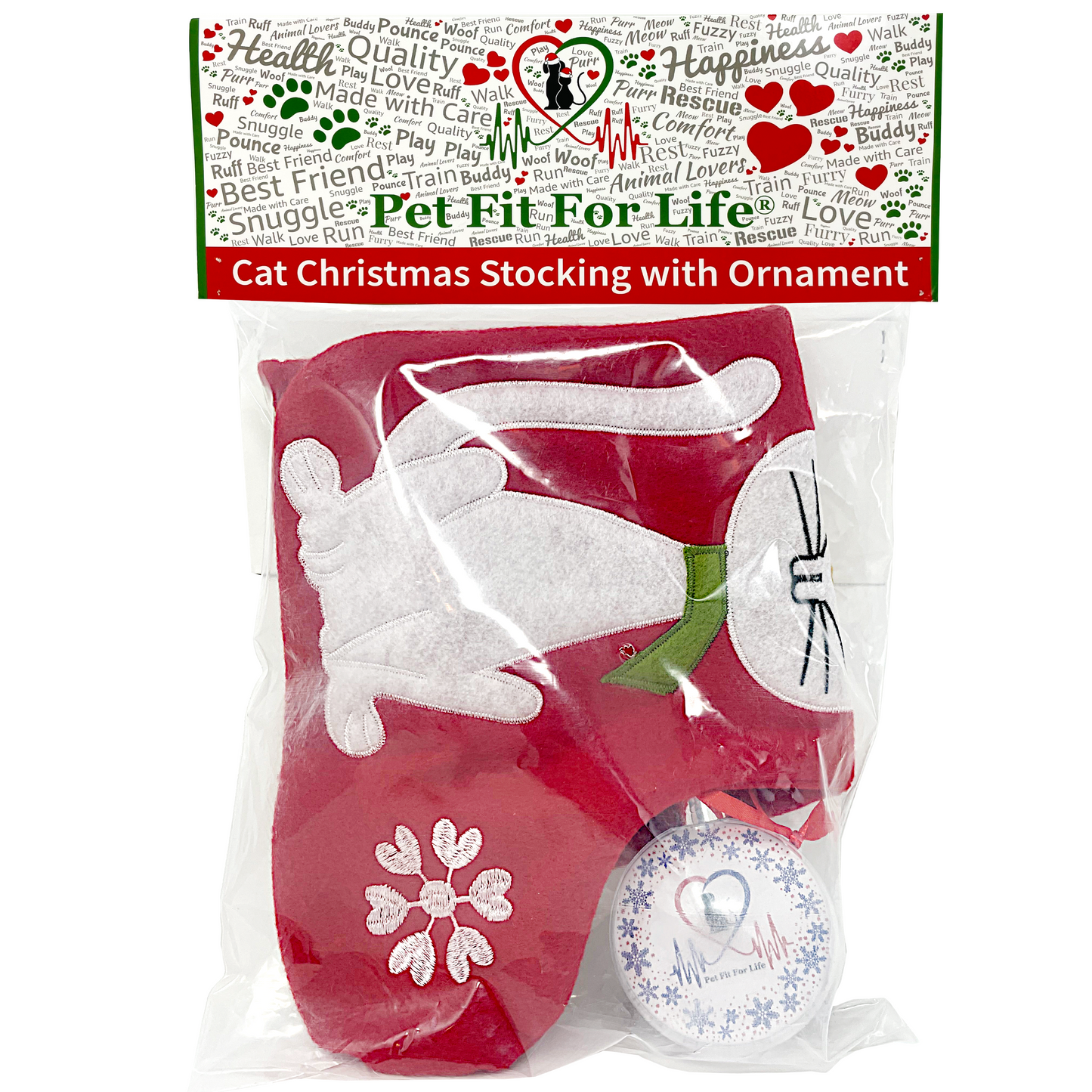 Cat Christmas Embroidered Stocking and DIY Picture Ornament