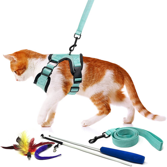 Adjustable Cat Harness and Leash - Bonus Wand