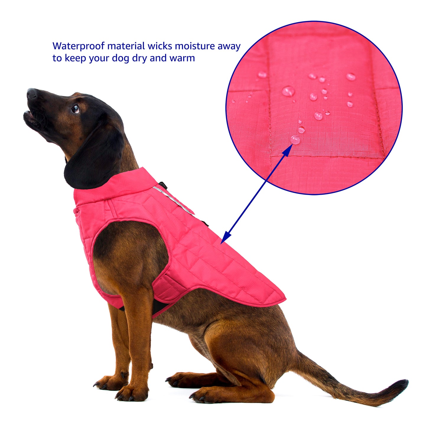 Waterproof Quilted Reversible Dog Jacket - Pink, 2 Sizes