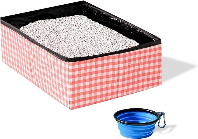 Foldable Cat Litter Box - Bonus Collapsible Bowl