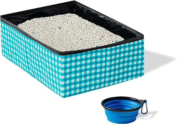 Foldable Cat Litter Box - Bonus Collapsible Bowl