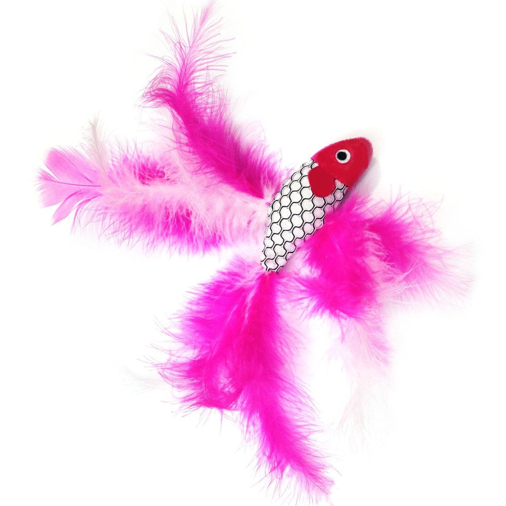 Cat Wand with 2 Feather Fish