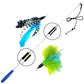 Cat Wand with 2 Feathers - Blue,Green