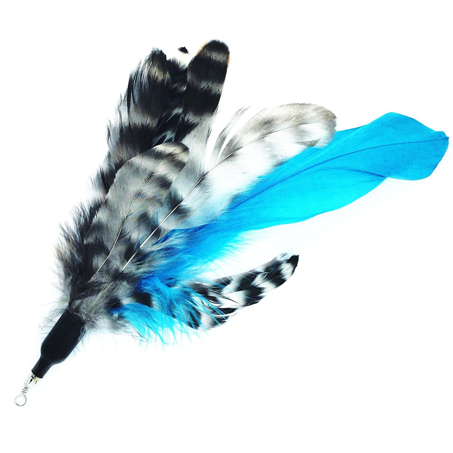 Cat Wand with 2 Feathers - Blue,Green