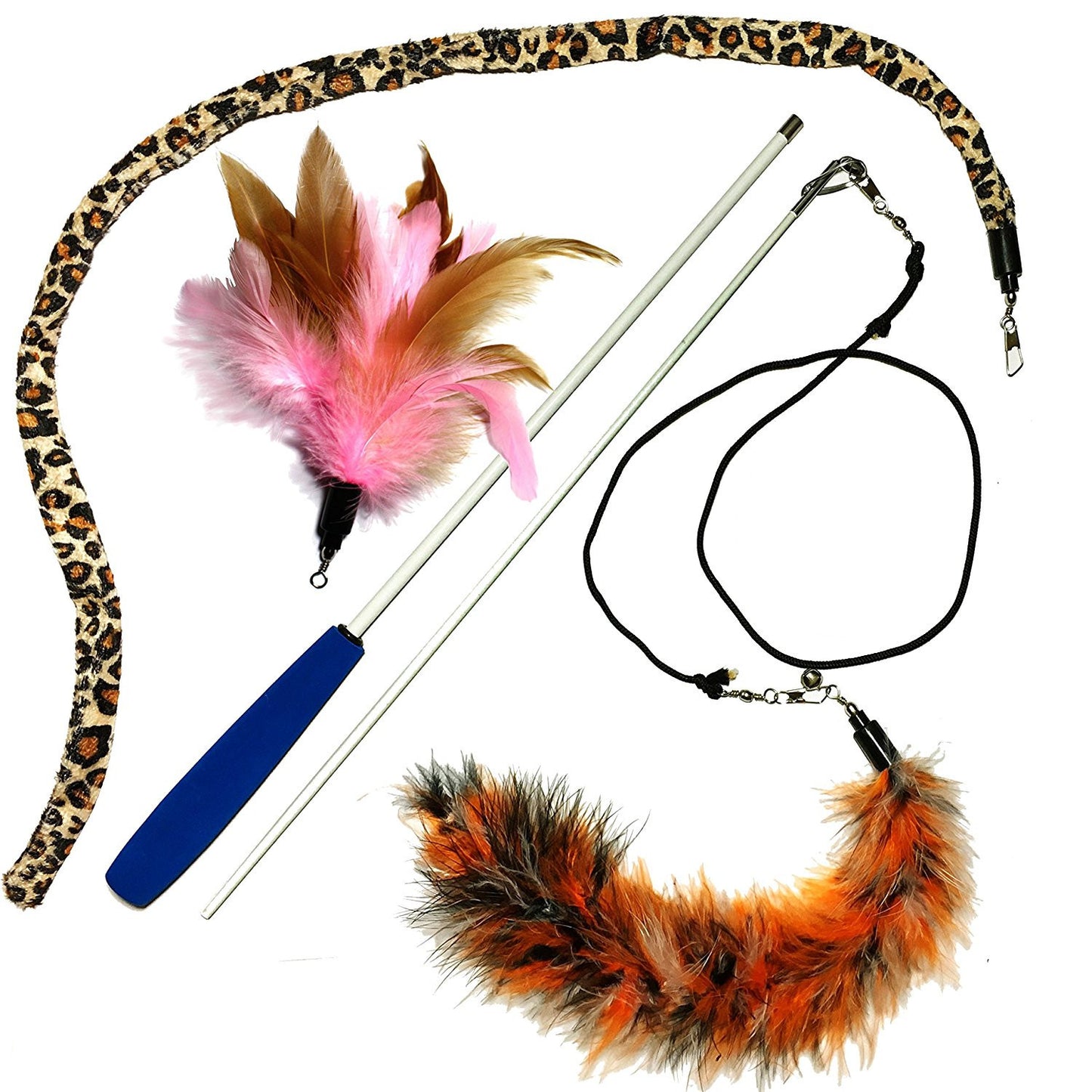 Cat Wand with Feather, Tail, and Soft Snake