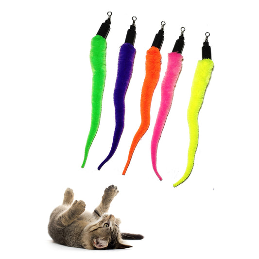 Cat Wand Attachments - 5 Assorted Squiggly Worms