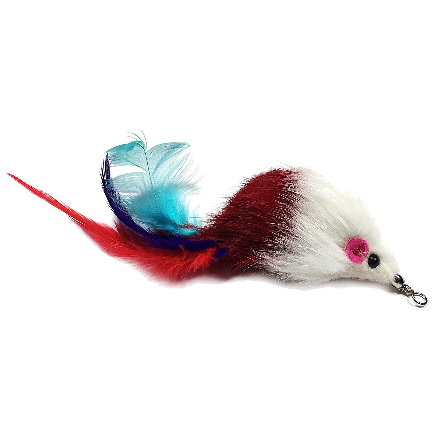 Cat Wand Attachments - 4 Feathers, 1 Mouse, 1 Worm