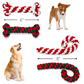 Dog Christmas Rope Chew Toy 4-Pack, Candy Cane and Bone Shapes