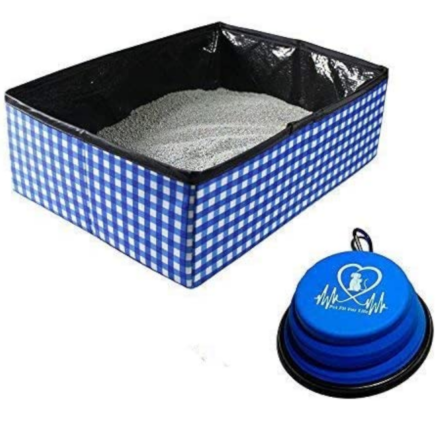 Foldable Cat Litter Box - Bonus Collapsible Bowl