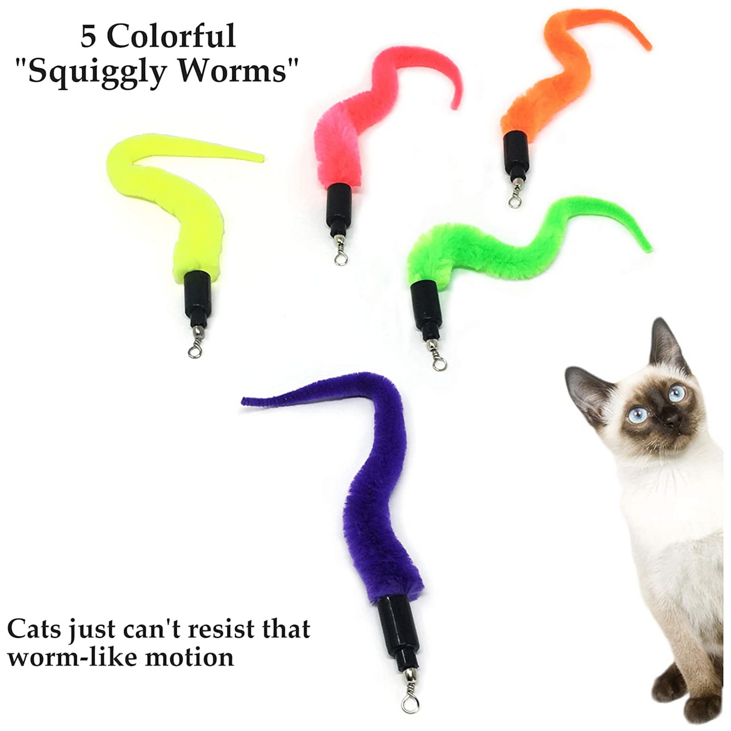 Cat Wand Attachments - 5 Worms and 5 Mice