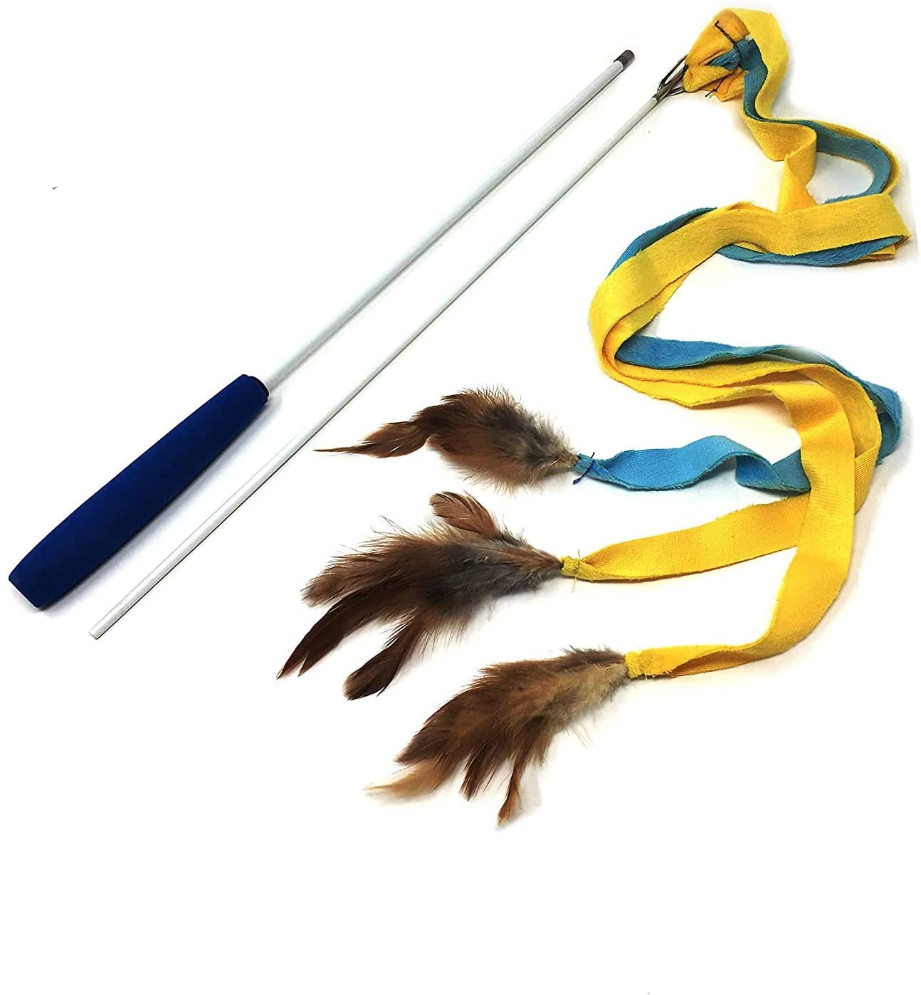 Cat Wand with 3 Felt Strands and Feathers