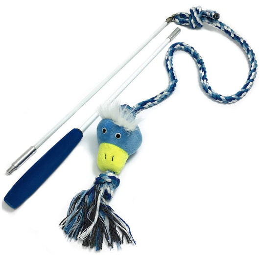 Squeaky Dog Wand Rope Toy - Duck
