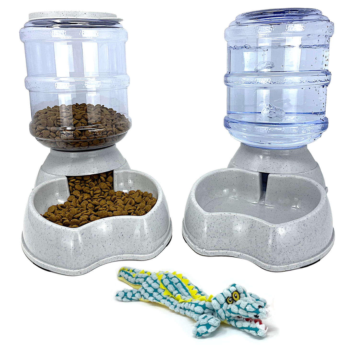 Automatic Food-Water Dispensing Bottles - Bonus Dog Toy