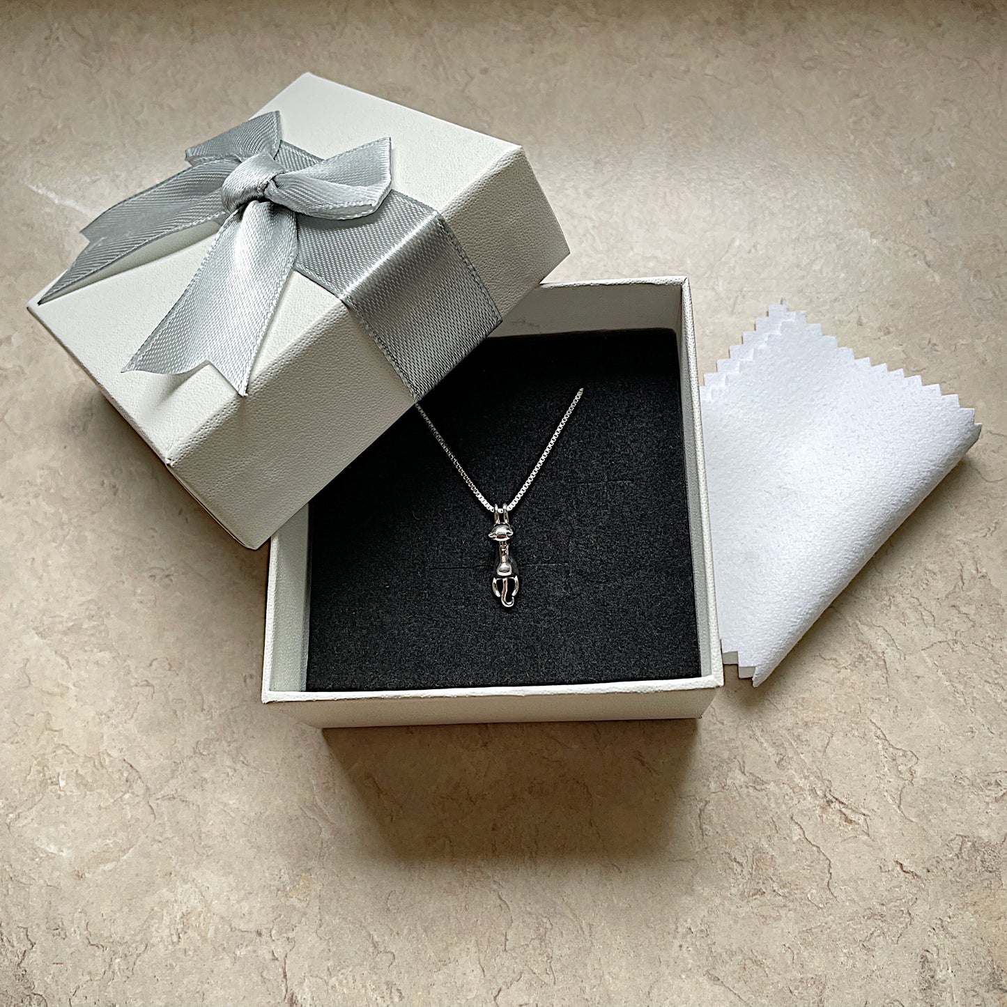Silver Cat Necklace Gift