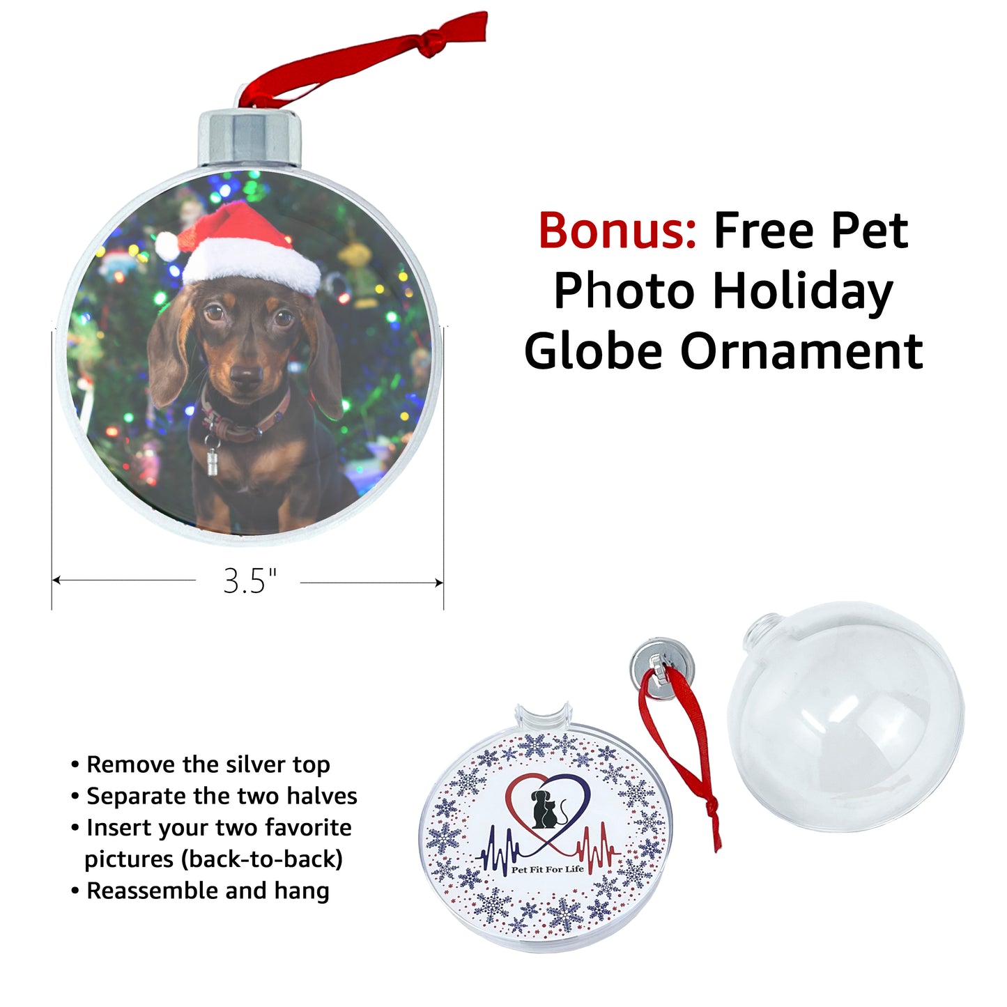 Dog Christmas Plaid Bow Tie Collar and Bonus DIY Photo Ornament