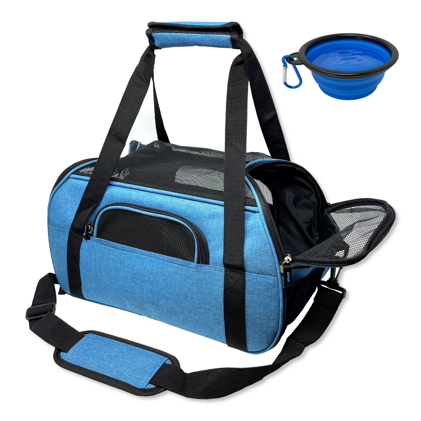 Breathable Zippered Mesh Airline Approved Carrier for Small Dogs or Cats