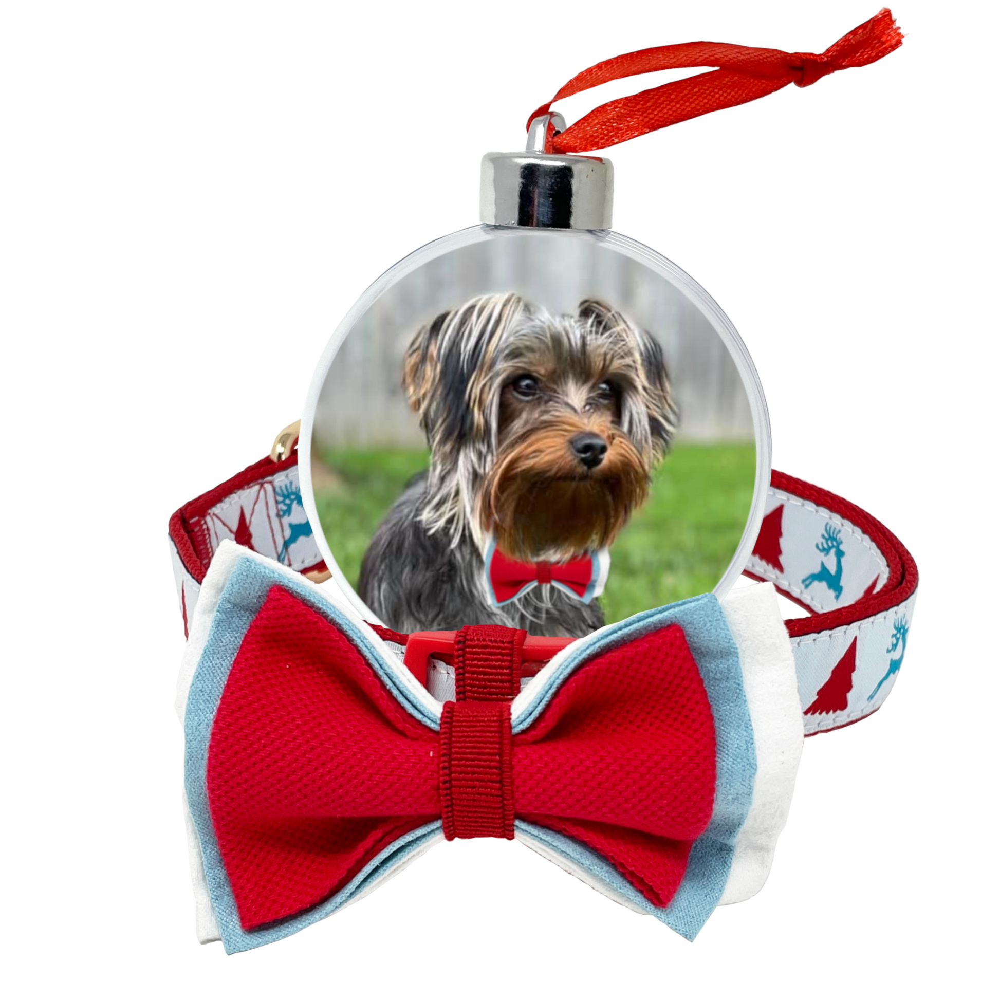 Dog Christmas Reindeer Collar and Bonus DIY Photo Ornament