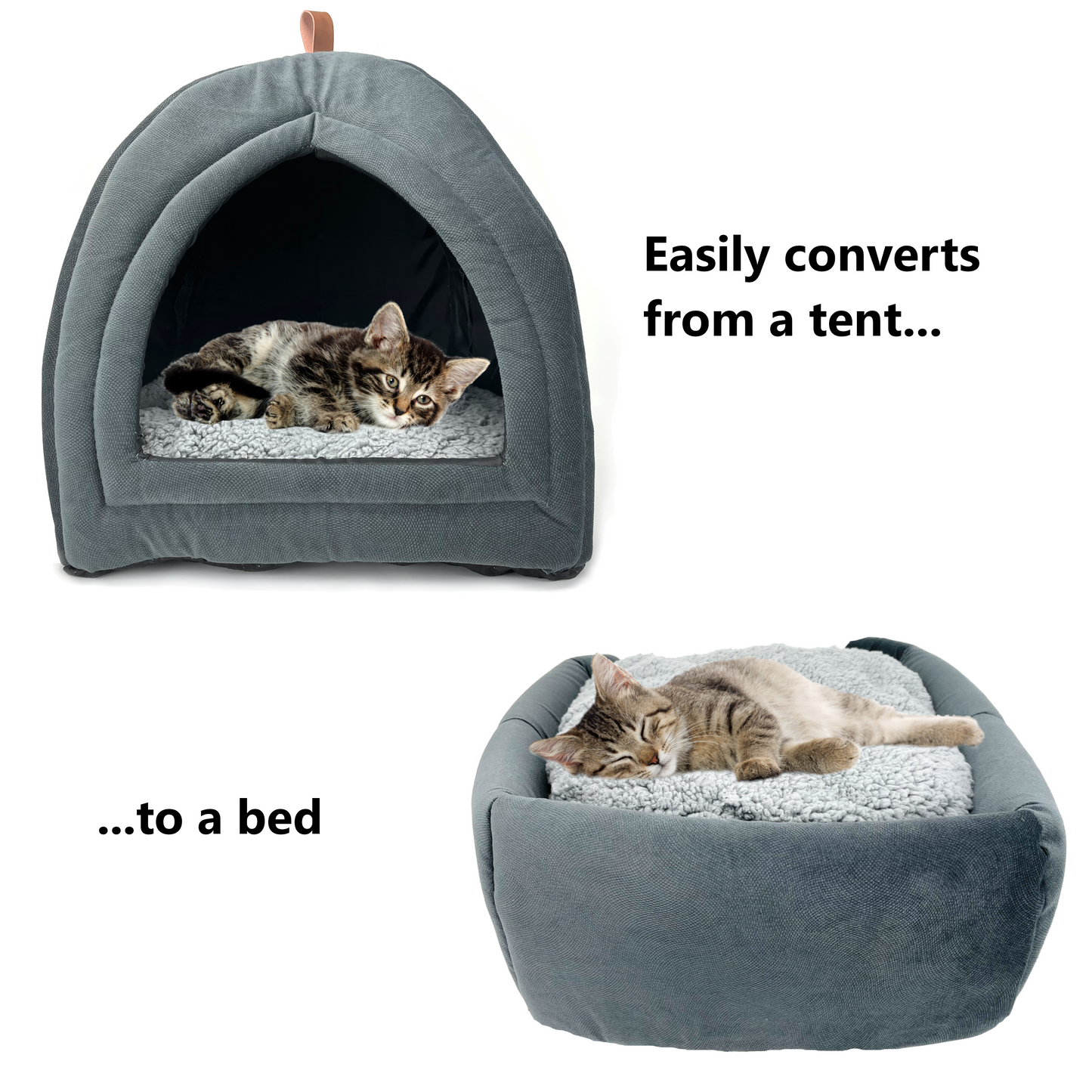 Convertible 2-in-1 Tent Bed - Bonus Cat Wand